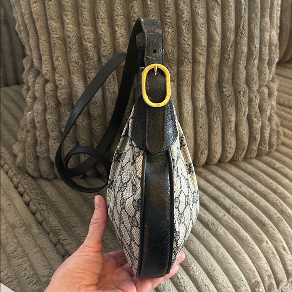 Gucci GG Monogram Supreme Purse Crossbody Bag Vintage Navy Italian Leather - Picture 8 of 17